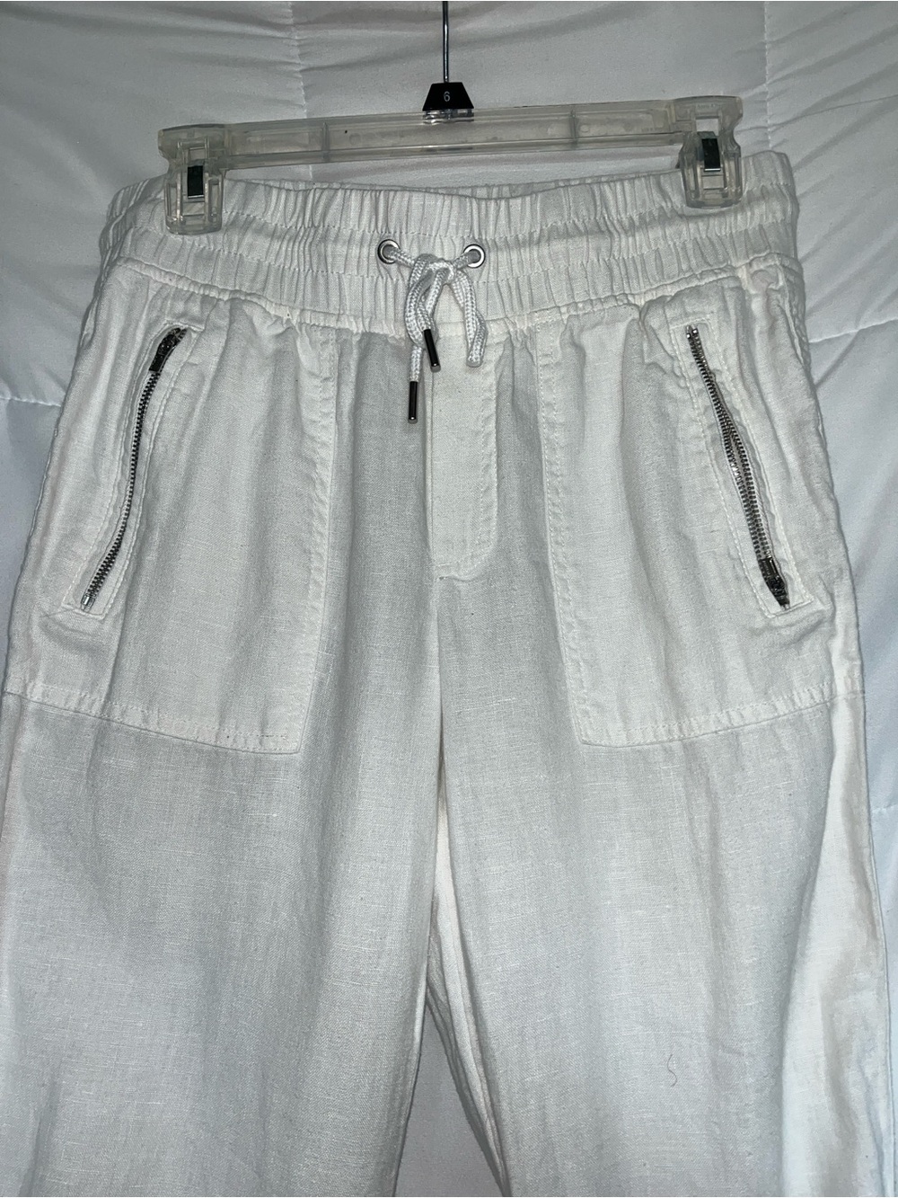 Athleta Cabo Linen Jogger 4 Calla Lily White | Lightweight Summer Pants - Picture 4 of 7